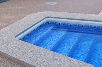 Pool edge tiles made of granite